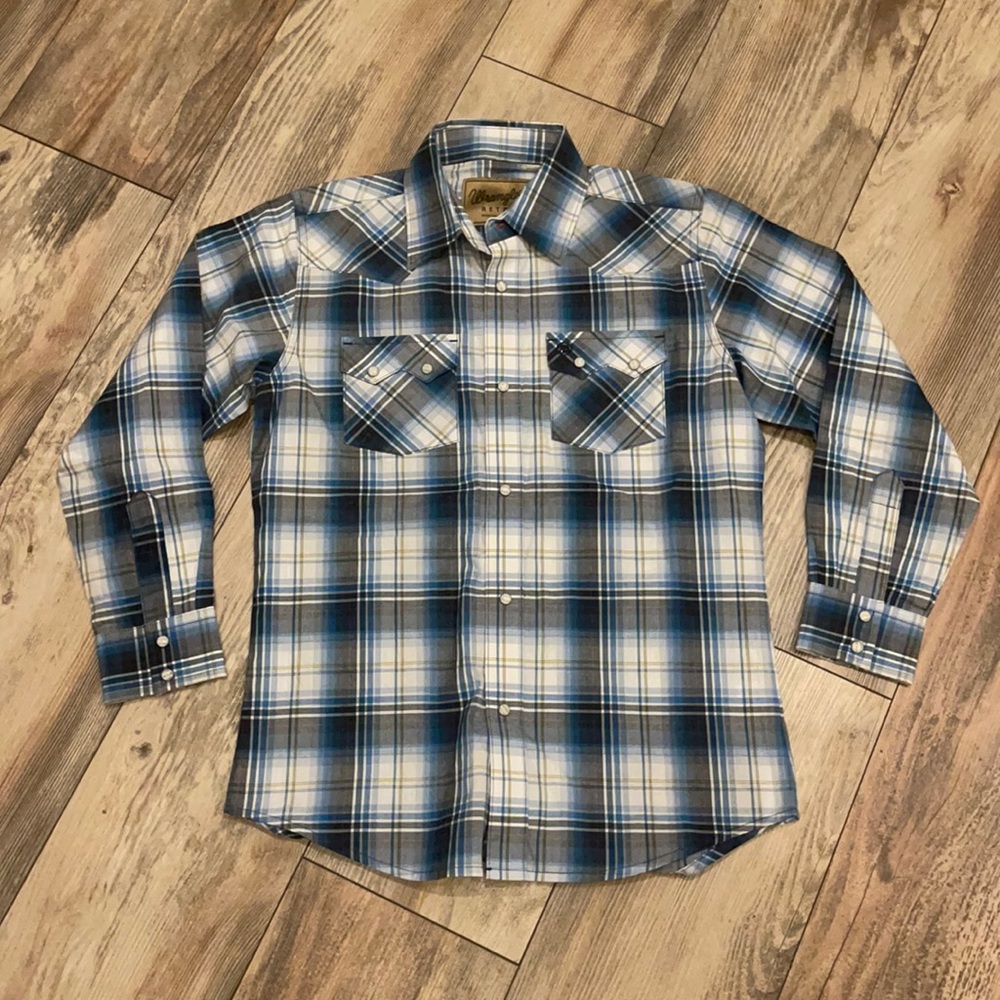 Boys Wrangler Long Sleeve Western Shirt Size Large 10/12